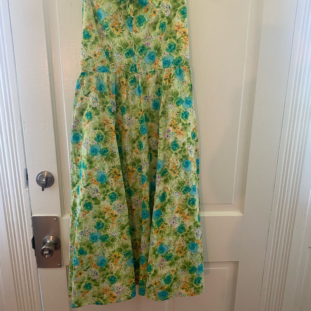 Chadwick’s Size 10 Strapless Multi color green  Dress Summer Lining Comfortable - Picture 3 of 12